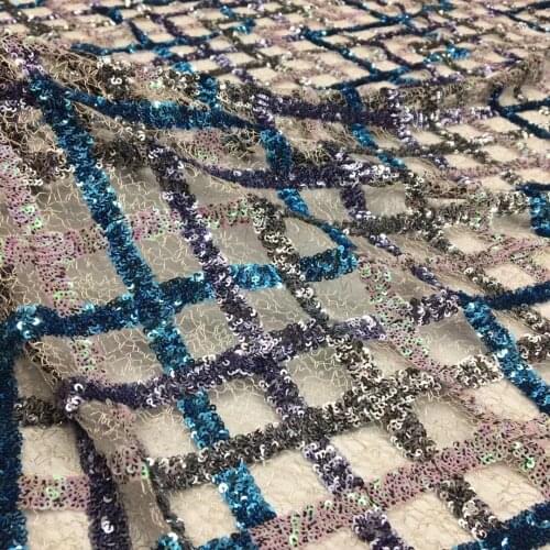 5yards/pc) High quality bubble 3D embroidered sequins net lace very soft African French lace fabric for party dress FSS403