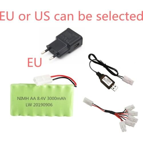 High capacity 8.4v 3000mAh Rechargeable Battery with charger For Rc toys Cars Gun Train parts AA NiMH Battery Pack For Rc Boat