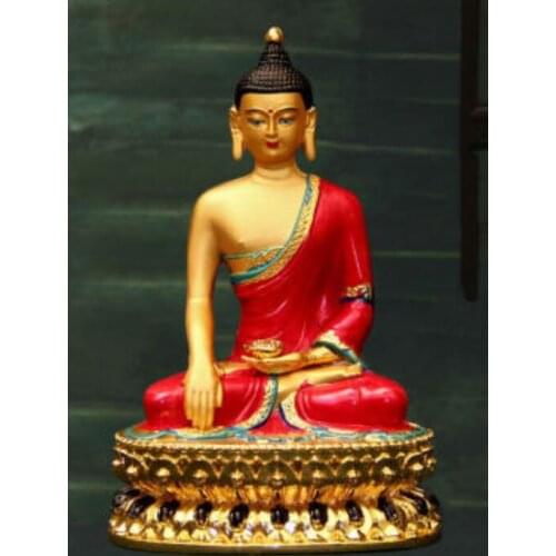 Antique Pure heart margin painted Buddha sakyamuni alloy gold south no medicine master glass light Buddha