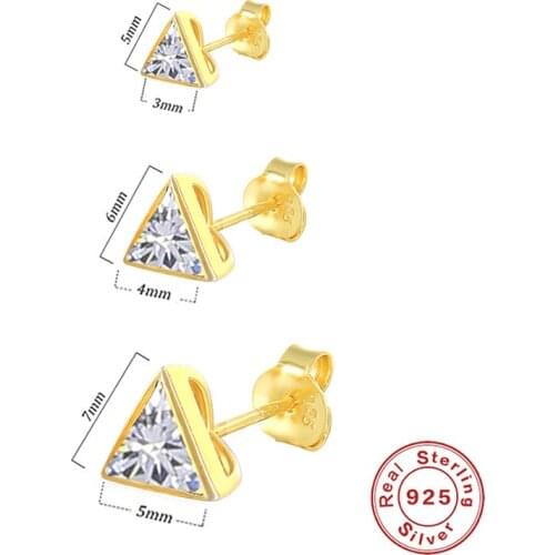 Canner 925 Sterling Silver Earrings Geometric Triangle CZ Zircon Piercing Stud Earrings For Women Tiny Fashion Earrings Set