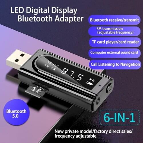 USB car FM wireless Bluetooth 5.0 receiver transmitter supports AUX+FM dual output Bluetooth receiver FM transmitter car fitting