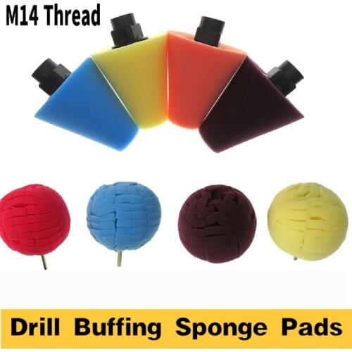 Drill Buffing Sponge Pads M14 Polishing Cone Foam Polisher Buffer Pad waxing Sponge Ball for Automotive Car Wheels Hub Care