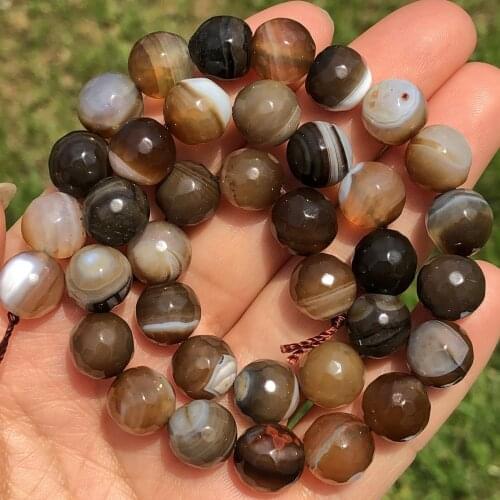 Natural Faceted Brown Stripe Sardonyx Agates Onyx Stone Loose Spacer Beads For Jewelry Making Diy Bracelet Necklace Accessories