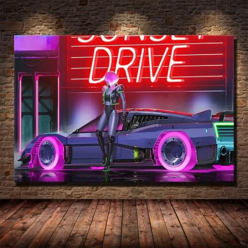 Cyberpunks Future Steam City Wall Art Posters and Prints Modern Canvas Paintings for Living Room Decor Bedside Background