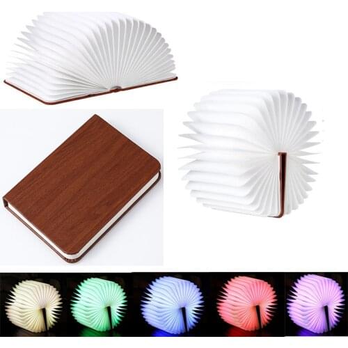 Wooden Book lamp Portable luminaria USB Rechargeable LED Magnetic 5Colors Dimmable Foldable Night Light Desk Lamp Home Decor