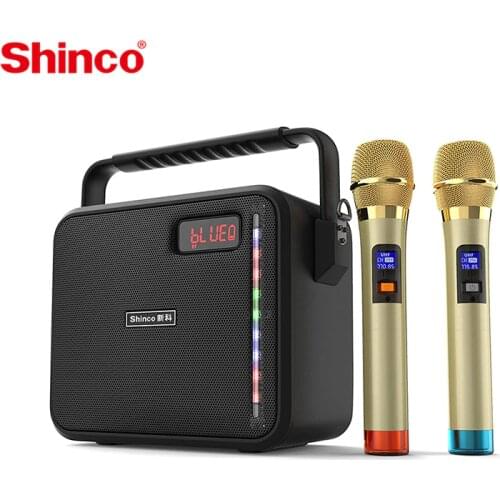 Shinco Subwoofer Speaker Powerful Portable Karaoke Bluetooth Speakers with 2 UHF Wireless Microphones Supported TF USB AUX