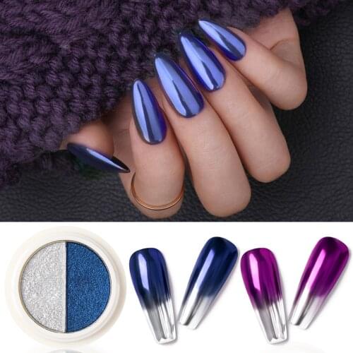 1 Box Glitter Double Gold Silver Color Nail Mirror Powder Nail Art Gel Polishing Chrome Flakes Pigment Dust Decorations