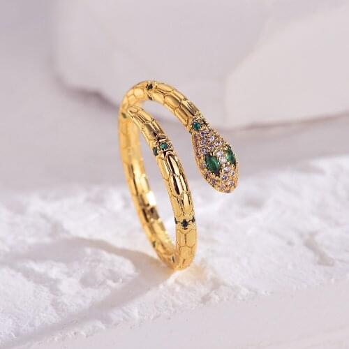 New pattern Snake shape rings for women Set in drill gold Adjustable opening wholesale lots bulk jewelry DZ 4