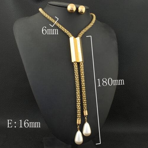 Gold Color Necklace Stud Earrings Newest Hot Stainless Steel Jewelry Sets For Women Fashion SFGZAKBI
