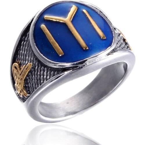 Stainless Steel Punk Rock Mens Blue Enamel Rings Jewelry Gift For Him Size 7-13