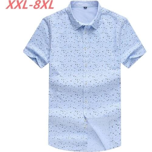 10XL 8XL 6XL 5XL Men Fashion Loose Fit Casual Shirts Short Sleeve 100% Cotton Dress Shirts Patchwork Trendy style Male Shirts