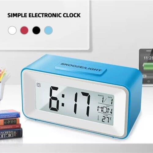 Desk Digital Clock Sound Control Backlight 12/24 H Snooze 8 Alarm Ringtones for Bedrooms kids simple electronic clock