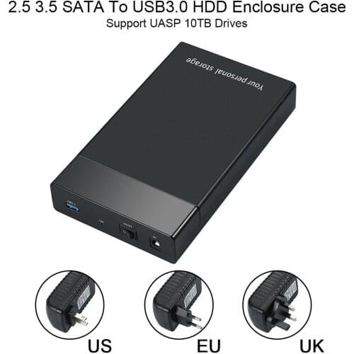 New 2.5 Inches 3.5 Inches SATA HDD Hard Drive Enclosure USB3.0 HDD Case Super Speed With UASP Support 10TB Drives