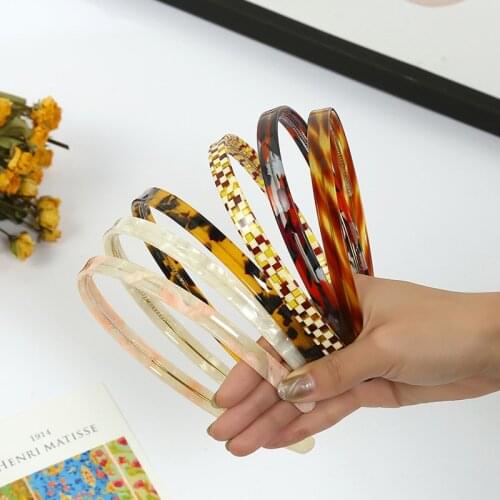 Vintage Colors Women Headband Solid Acetate Bezel Girls Vintage Hair Bands Hairband Headwear Plaid Hair Hoops Hair Accessories