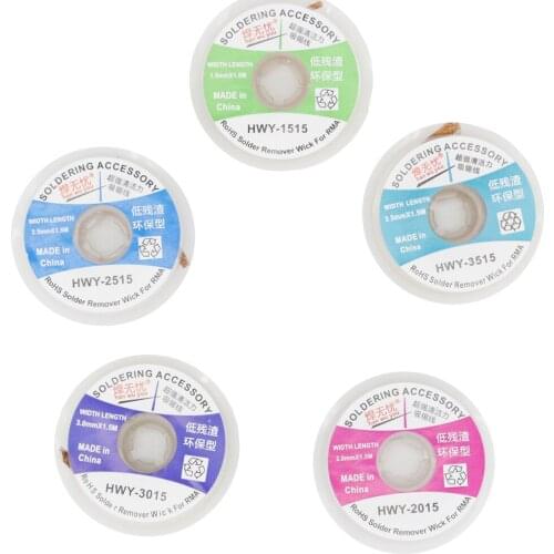 1 PCS Low Residue No-Clean Wire Width 1.5/2.0/2.5/3.0/3.5mm Length 1.5M Desoldering Braid Solder Remover Wick Wire Repair Tool