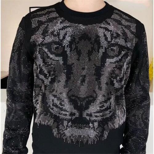 Autumn and Winter New Mens and Womens top Brand Tiger Head Long Sleeve Bright Drill hoodies Topcoat Sweatshirts
