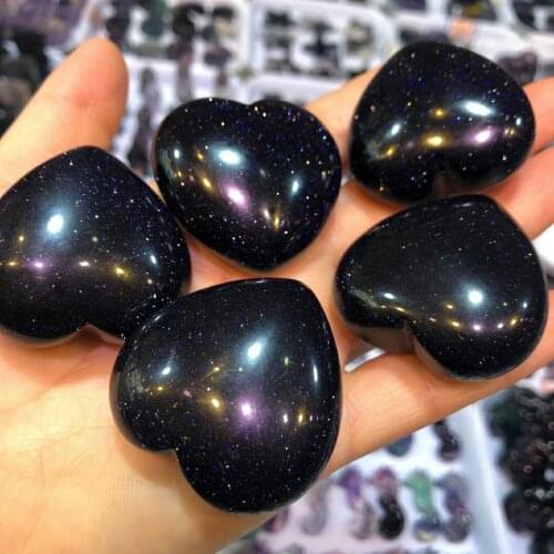 Wholesale natural love heart stone charms blue sand stone Crystal Stone Charms Beads Natural For Jewelry Making