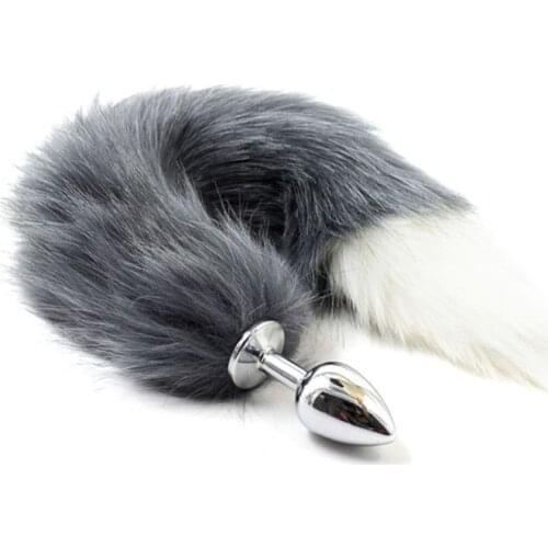 Fluffy Faux Fox Tail Butt Plug Trainer& Cat Ears Headband Cosplay Flirt Sex Toy