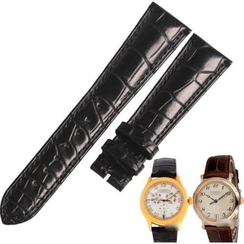 WENTULA Watchbands For Patek/Philippe Crocodile/ Alligator Genuine Leather Watch Strap Without Buckle