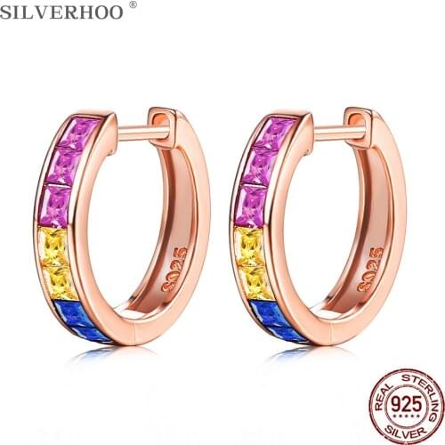 SILVERHOO S925 Sterling Silver Clip Earrings For Women Color Cubic Zirconia Earrings Romantic Wedding Fine Jewelry New Listing