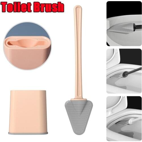 Toilet Brush and Holder Wall Mounted Soft Silicone Bristle Brush for Toilet WC bathroom Cleaning Long Handle Toilet Bowl Brush