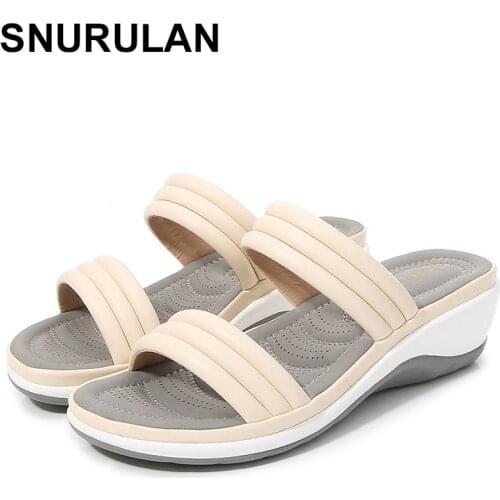 SNURULANNew Summer Women Slippers Fashion Slides Shoes Wedge Beach Shoes Female Outside Platform Leisure Sandals Large Size