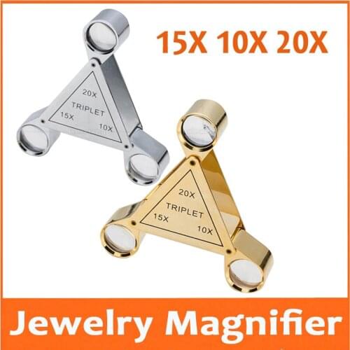10X 15X 20X Meta Foldable Jadeite Filter Super Triplet Lens Magnifier Jewelry Gem Identifying Inspecting Magnifying Glass Loupe