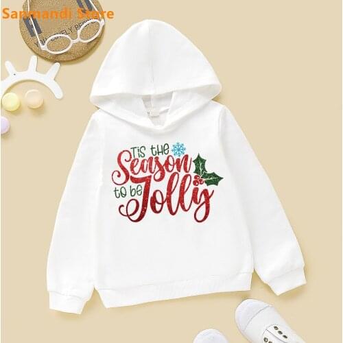 Sweatshirts and Hoodie for Kids Childrens Christmas Gift Cute Plus Velvet Fleece Teen Boy Girl Sport Clothes White/pink/yellow