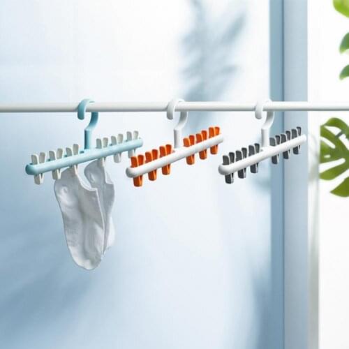 Cloth Hanger Rack Multi Function Windproof PP Space Saving Sock Drying Strong Loading Smooth Edges Practical Useful Clip Hanger
