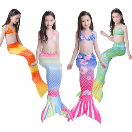 YY8529 New Fashion Children Swimwear Mermaid Bikini Swimsuit Three-piece Suit Girl Swimming Mermaid Cosplay Costumes