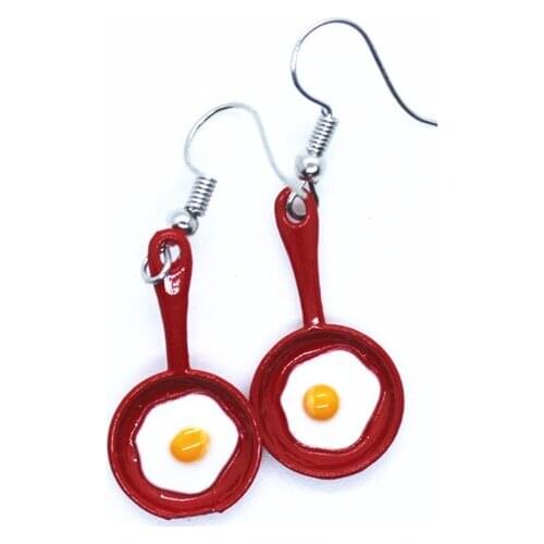 Funny Pan Fried Egg Earrings Enamel Asymmetric Drop Earring For Womens Fashion Creative Jewelry DIY Personality Birthday Gifts
