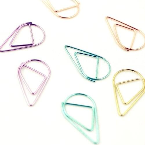 Water Drop Paper Clip Paper Clip Bookmark Electroplating Color Set Office Learning Stationery