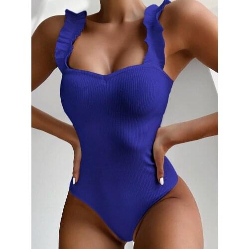 Women Wood Ear Ruffle Swimwear 2020 New Sexy One Piece Swimsuit Monokini Young Girls Bathing Summer Beach Wear Swimming Suit