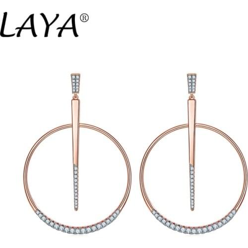 LAYA 2021New Style Fashion 925 Sterling Silver High Quality Clear Cubic Zirconium Earrings For Women Engagement Party Jewelry
