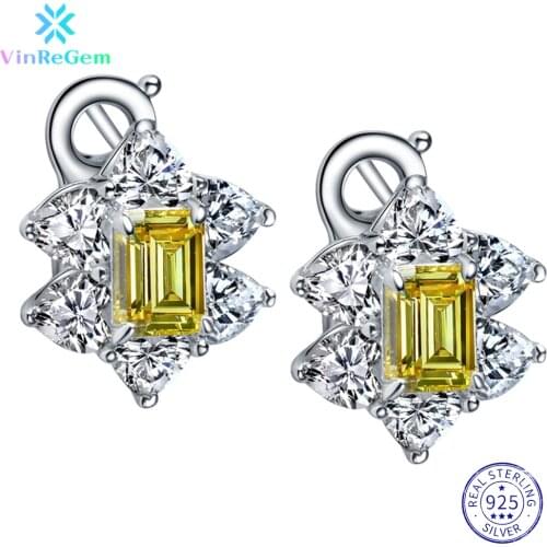 Vinregem 100% 925 Sterling Silver Ruby Gemstone Wedding Engagement Vintage Hoop Earrings For Women Fine Jewelry Wholesale