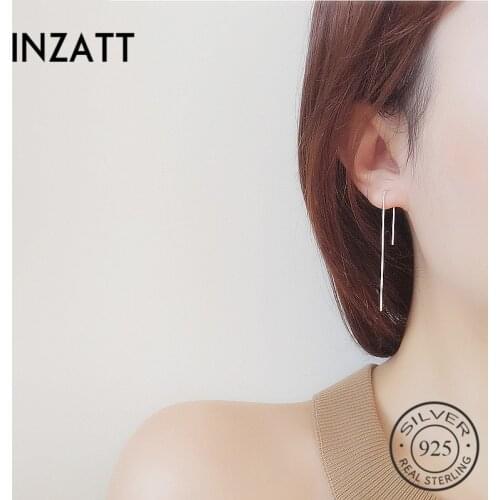 INZATT OL Style 925 Sterling Silver Trendy Drop Earrings Japan And South Korea Women Simple Jewelry Bijoux For Birthday Party