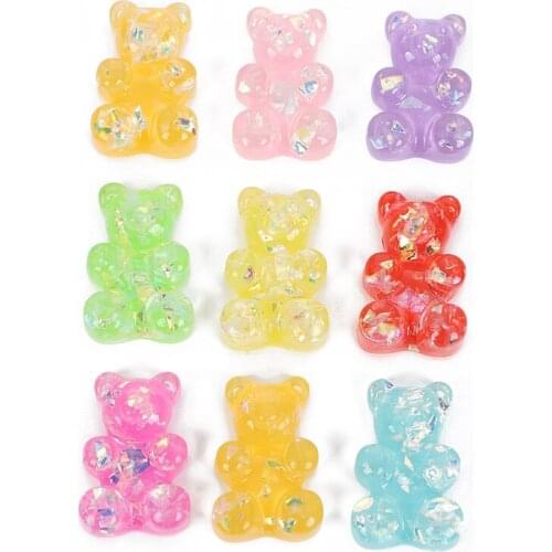 10Pcs Mixed Resin Cute Bear Flatback Embellishment Cabochon Kawaii Decoration Scrapbooking Diy Craft Supplies Accessories 2021