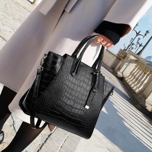100% Cow Leather Handbags 2021 New Ladies Fashion Crocodile Pattern One Shoulder Portable Simple and Versatile Messenger Bag