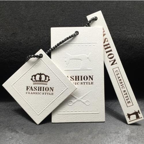 1000Set/Lot Custom Printed Fashion LOGO Paper Hangtag Clothing/Bag/Shoes Hang Tag Special Texture And Stamping Process