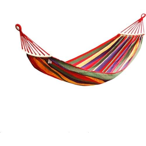 260*80cm 1 People Outdoor Canvas Camping Hammock Bend Wood Stick steady Hamak Garden Swing Hanging Chair Hangmat Blue Red 030