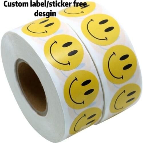 500pcs/roll custom sticker Smile Round Stickers DIY Cake Biscuit Baking Sealing Labels Gift Box Adhesive Sticker Scrapbooking