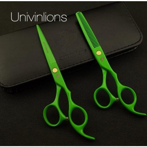 6" With Gift Hot Sale Green Scissors Hairdressing Scissors Hair Clipper Kids Cabelereiro Salon Scissors Thinning Shears Haircut