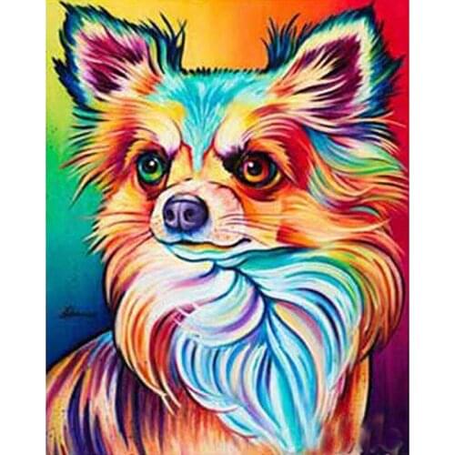5d Diy Diamond Painting Color Dog Full Circle Diamond Embroidery Animal Cross Stitch Mosaic Suit Cartoon Home Decoration