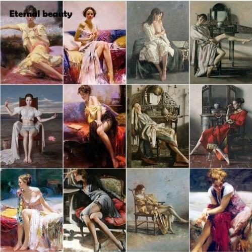 Diamond Painting Elegant Woman Full Round Square Drill Crystal Diamond Rhinestone Embroidery Nude Women Diamond Mosaic Paintings