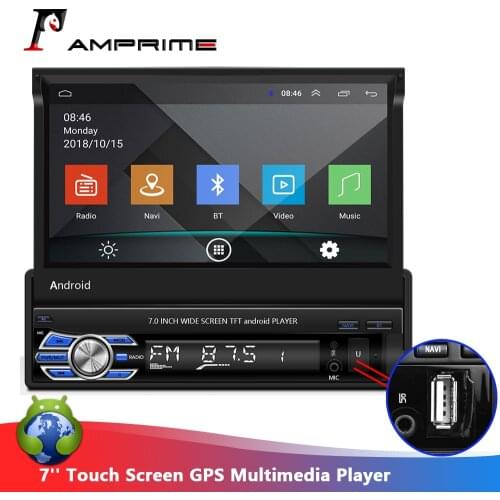AMPrime Android 1din Car Radio Autoradio 7'' Touch Screen Car Multimedia Player GPS Navigation Wifi Auto MP5 Bluetooth FM Stereo