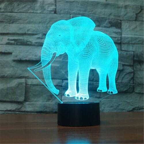 Free shipping LED toys new elephant colorful 3D lamp touch vision gradient LED lamp Night Gifts for children
