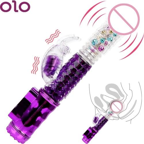 OLO Vibrators Rabbit Big Dildo 360 Degree Rotation Transfer Beads AV Rod Sex Toys for Woman Vaginal G-spot Massage 32 Speed