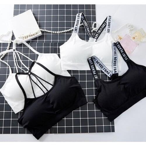 Young girl bra letter beauty back wrap chest cross belt chest pad suspenders underwear female parachute bra