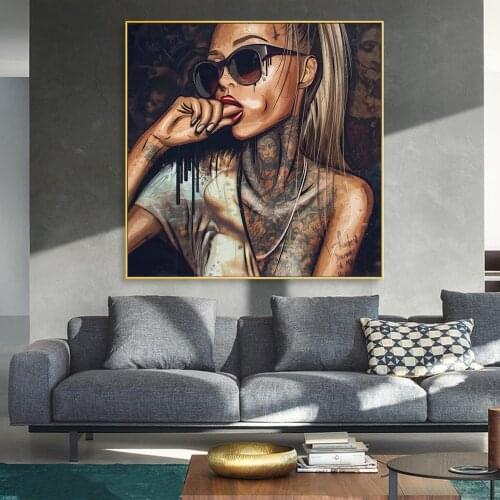 Black Girl With Tattoo Canvas Paintings On The Wall Art Posters And Prints Abstract African Art Pictures For Living Room Cuadros