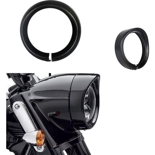 Black Motorcycle 7 Inch Headlight Trim Ring Bezel Visor Cover For Harley Softail Touring Road King Electra Glide